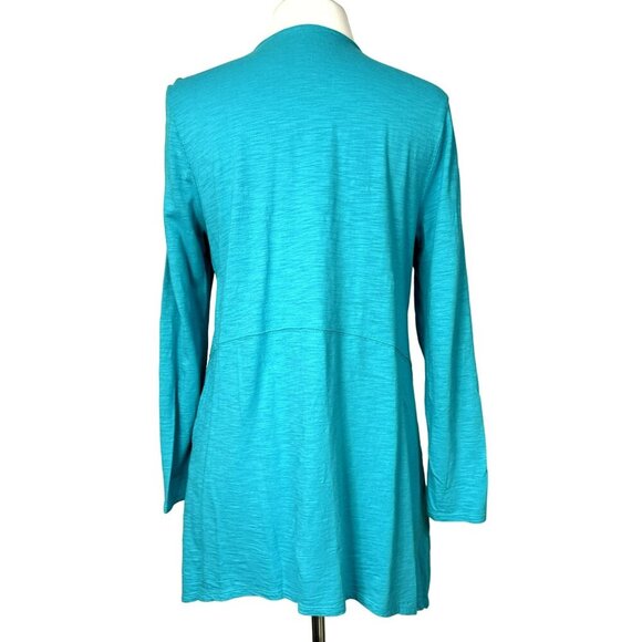 Chico's Ultimate Tee Open Front Cardigan Cotton & Modal Blend Size 1 M Turquoise - Picture 4 of 5